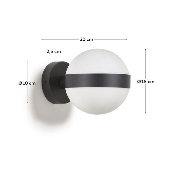 Melna sienas lampa ø 15 cm Anasol – Kave Home-image-3