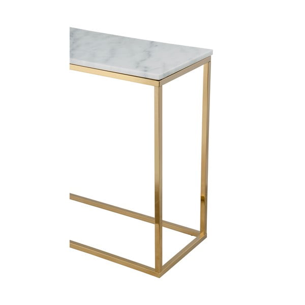 Balts marmora konsoles galds ar zeltītu pamatni RGE Marble, garums 100 cm-image-3