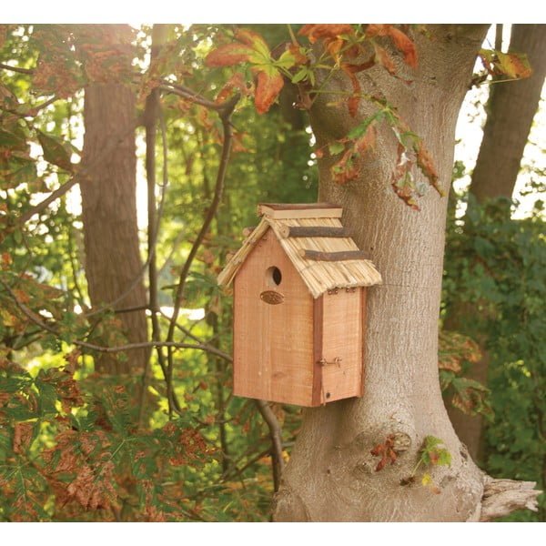 Putnu barotava no egles koka ar salmu jumtu Esschert Design Antik, augstums 27 cm-image-1