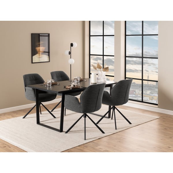 Tumši pelēks polsterēts ēdamistabas krēsls Aura – Actona-image-2