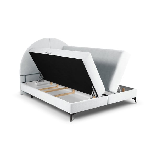 Gaiši pelēka atsperu gulta ar uzglabāšanas vietu 160x200 cm Sunset – Cosmopolitan Design-image-4