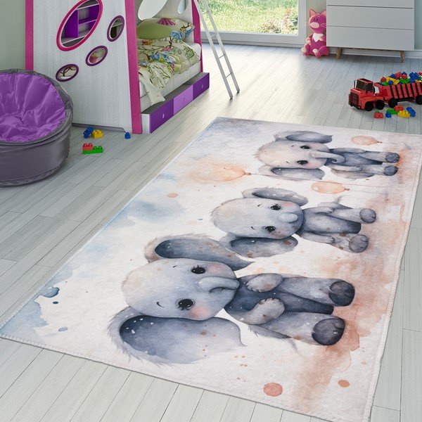 Gaiši pelēks bērnu paklājs 100x160 cm Baby Elephants – Vitaus-image-1