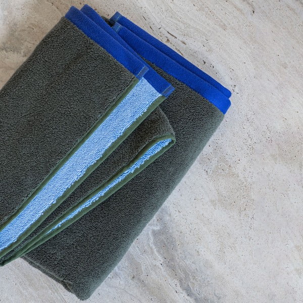 Tumši zaļš/zils frotē dvielis no organiskās kokvilnas 70x133 cm Soft – Mette Ditmer Denmark-image-3