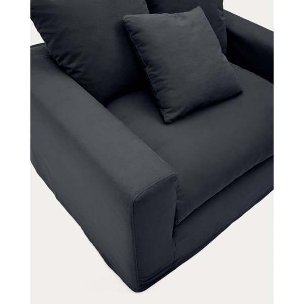 Antracīta pelēks lina atpūtas krēsls Nora – Kave Home-image-4