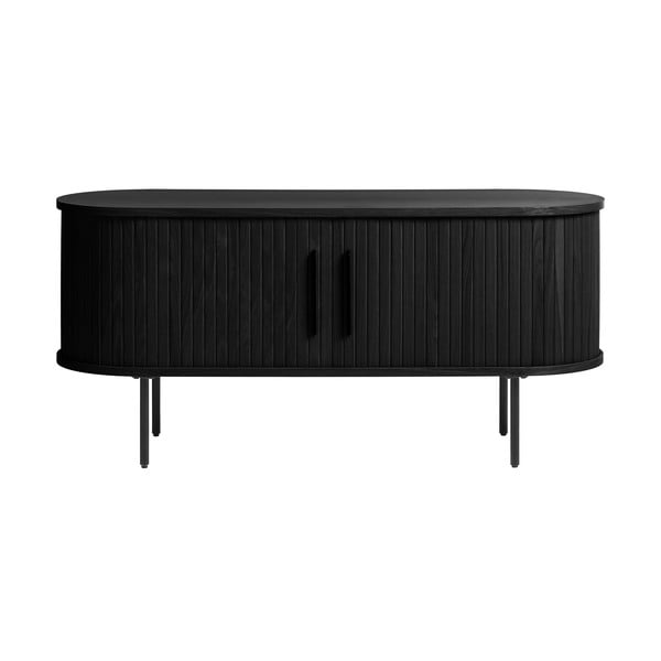 Melns TV galdiņš ar ozolkoka imitāciju 120x56 cm Nola – Unique Furniture