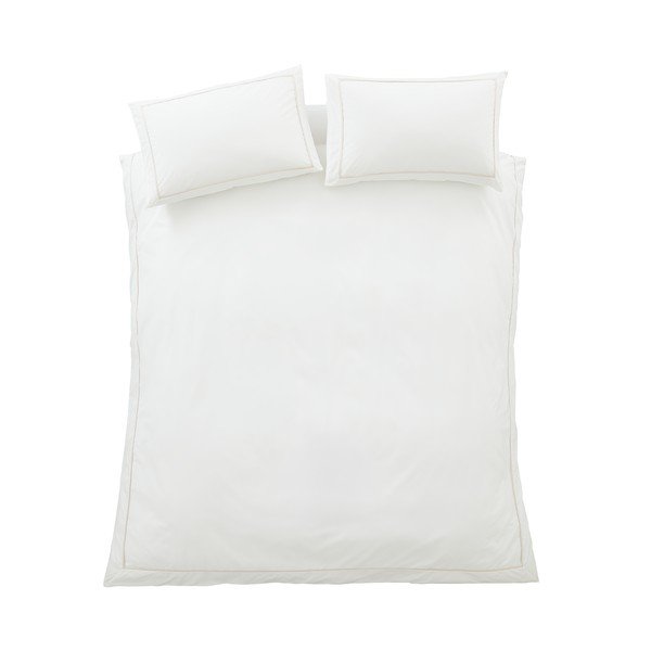 Balta/bēša divguļamā trīsdaļīga gultas veļa no kokvilnas perkala 200x200 cm Contrast Trim – Bianca