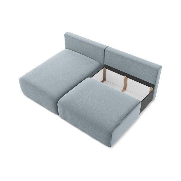 Zils samta salokāms stūra dīvāns ar uzglabāšanas vietu (ar kreiso stūri/ar zvilni) Kalena – Makamii-image-4