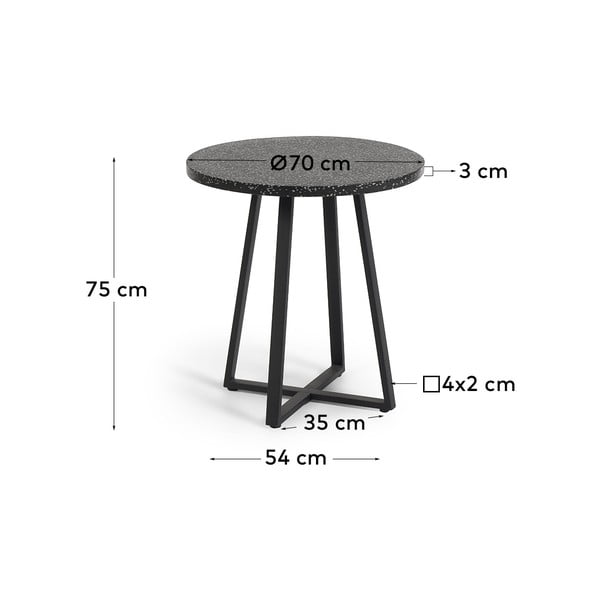 Melns dārza galds ar akmens virsmu Kave Home Tella, ø 70 cm-image-4
