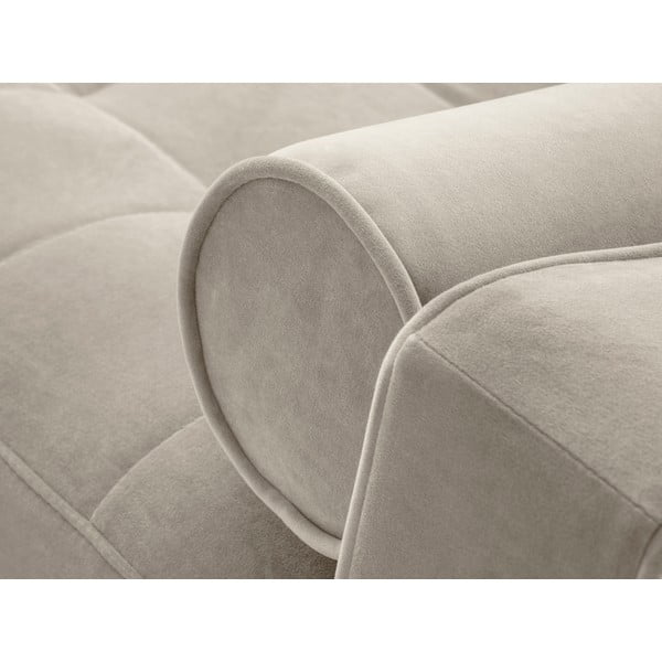 Bēšs samta izvelkamais stūra dīvāns ar veļas kasti Milo Casa Santo, labais stūris-image-1