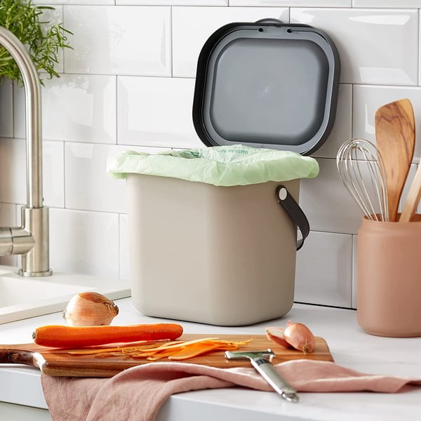 Gaiši brūns kompostējamo atkritumu konteiners 6 l Albula – Rotho-image-1