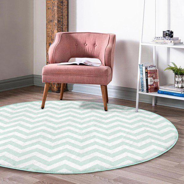 Piparmētru zaļš mazgājams robotu putekļu sūcējiem piemērots apaļš paklājs ø 100 cm Comfort – Mila Home-image-3