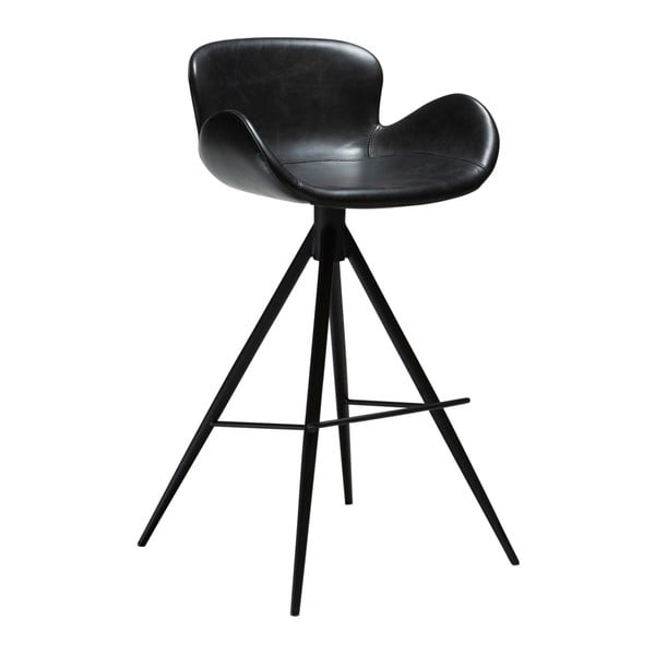 Melns ādas imitācijas bāra krēsls DAN–FORM Denmark Gaia, augstums 97 cm