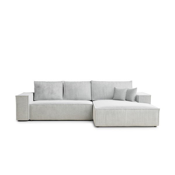 Gaiši pelēks salokāms stūra dīvāns no šenila auduma ar uzglabāšanas vietu (ar labo stūri/ar zvilni) Maze – Maison de Rêve