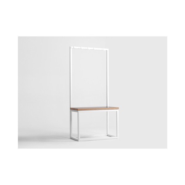 Balts mēteļu statīvs ar soliņu CustomForm Next, platums 75 cm-image-4