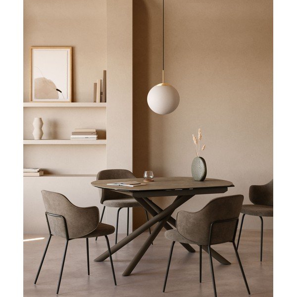 Izvelkams ēdamgalds ar papildu galda virsmu ar keramikas virsmu 100x130 cm Yodalia – Kave Home-image-1