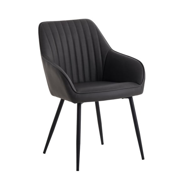 Tumši pelēki polsterēti ēdamistabas krēsli ar roku balstiem (2 gab.) Nolan Stripe – Unique Furniture