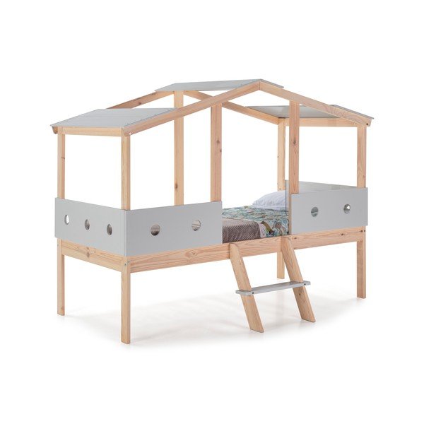 Pelēka paaugstināta bērnu gulta 90 x 190 cm Compte – Marckeric-image-2