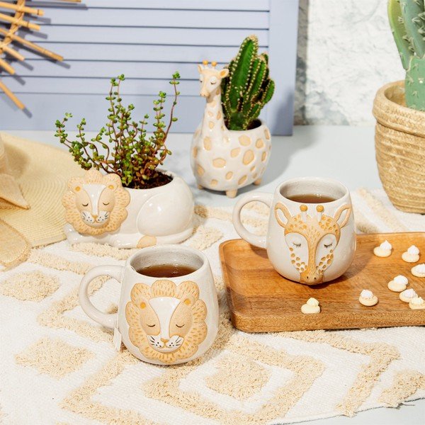 Balti bēša krūzīte Sass & Belle Leo Lion, 350 ml-image-1