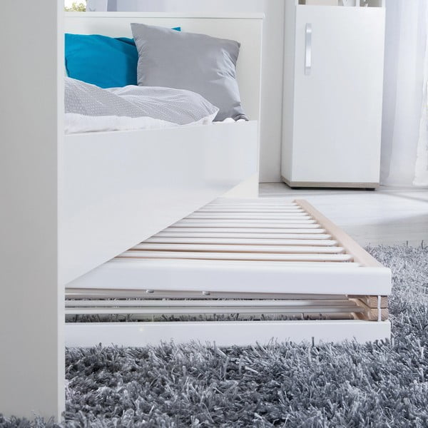 Balta/dabīga toņa bērnu gultiņa ar riteņiem 60x120 cm Fold up – Roba-image-1