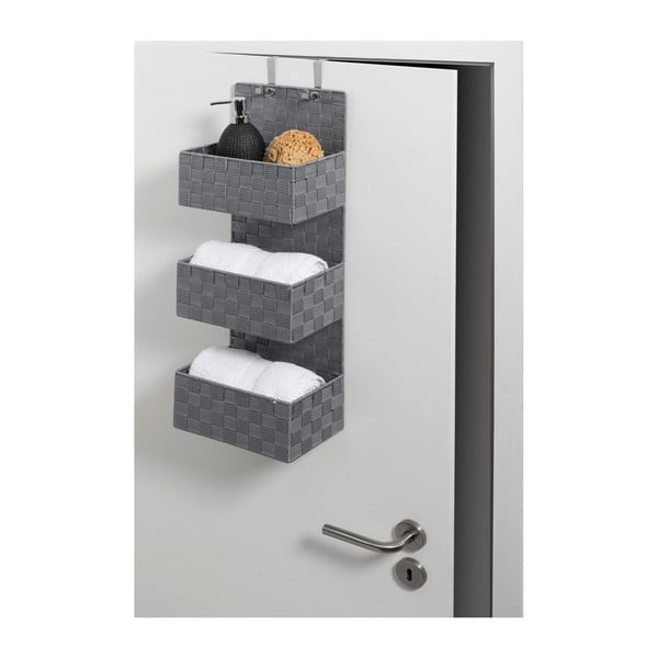 Pelēks trīsdaļīgs vannas istabas organizators Wenko Adria-image-2