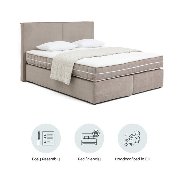 Pelēkbrūna atsperu gulta 160x200 cm Olia Bold – Bonami Selection-image-4