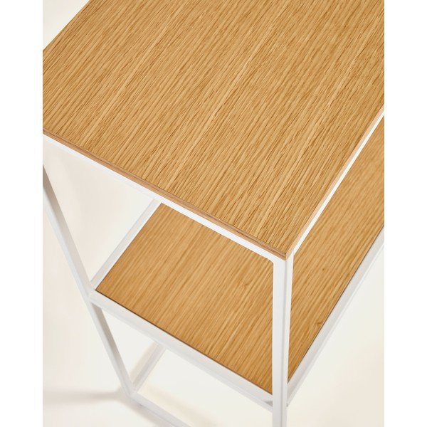 Balts/dabīga toņa konsoles galds ar ozolkoka imitāciju 30x120 cm Yoana – Kave Home-image-2