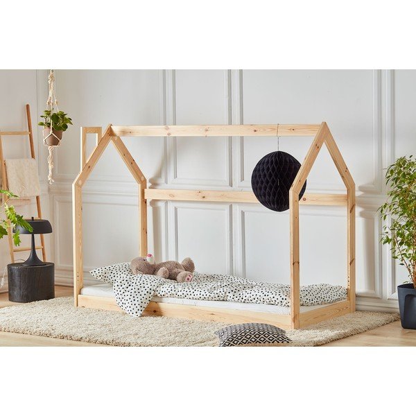 Koka bērnu gulta mājas formā Pinio House, 200 x 90 cm-image-1