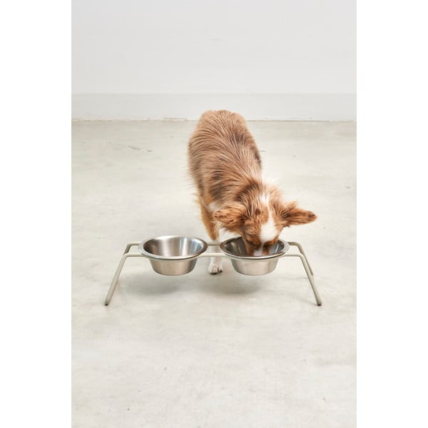 Nerūsējošā tērauda bļodiņu komplekts ar pamatni suņiem Cena Greige M – MiaCara-image-4