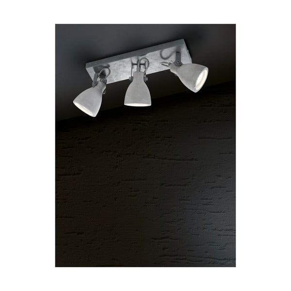 Pelēks sienas lukturis 3 spuldzēm Trio Concrete, garums 35 cm-image-1