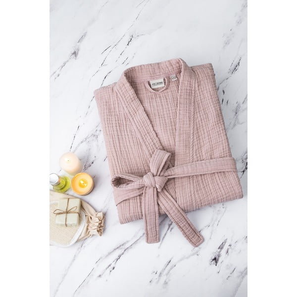 Rozā muslīna halāts S/M Kimono – Foutastic-image-3