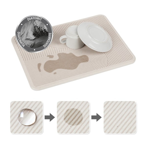 Bēšs diatomīta trauku žāvēšanas paliktnis 40x30 cm Damon – Wenko-image-3