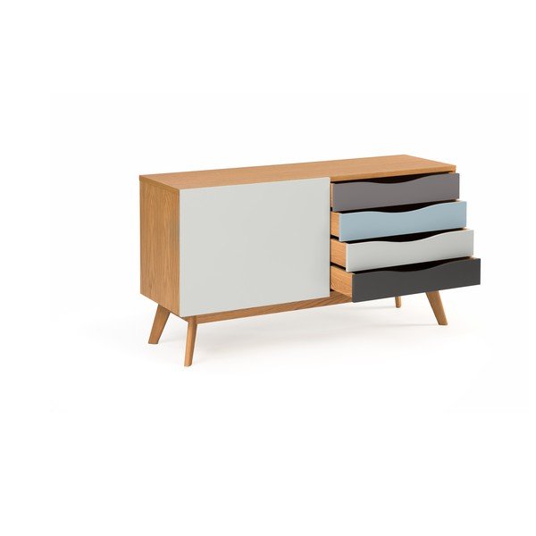 Kumode ar zilām un pelēkām atvilktnēm Woodman Avon-image-3