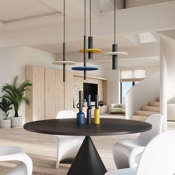 Melna/bēša metāla piekaramā lampa ø 30 cm Olisa – Sollux-image-1