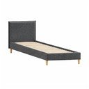 Tumši pelēka polsterēta vienvietīga gulta ar redelēm 90x200 cm Tina – Ropez