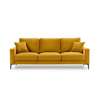 Dzeltens samta dīvāns Kooko Home Harmony, 220 cm