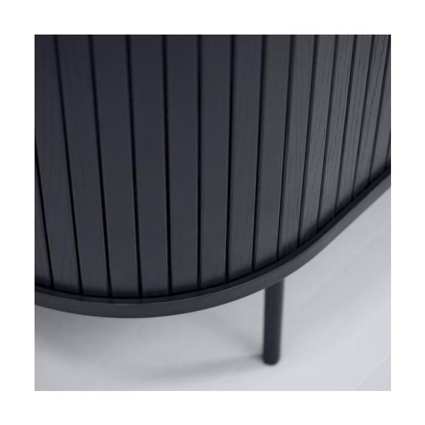 Melns TV galdiņš ar ozolkoka imitāciju 56x180 cm Nola – Unique Furniture-image-2