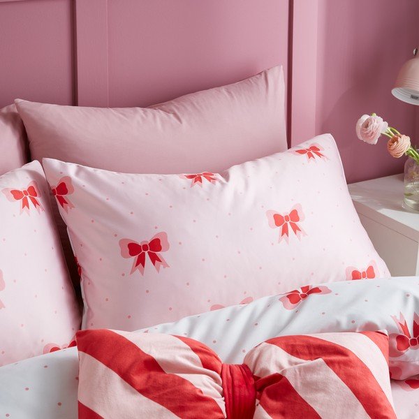Rozā vienguļamā gultas veļa 135x200 cm Dotty Bows – Sassy B-image-3