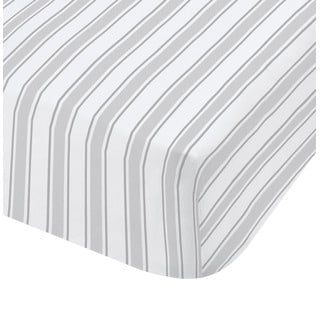 Pelēka un balta kokvilnas gultasveļa Bianca Check And Stripe, 90 x 190 cm
