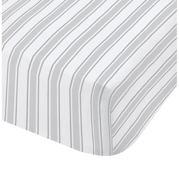 Pelēka un balta kokvilnas gultasveļa Bianca Check And Stripe, 90 x 190 cm