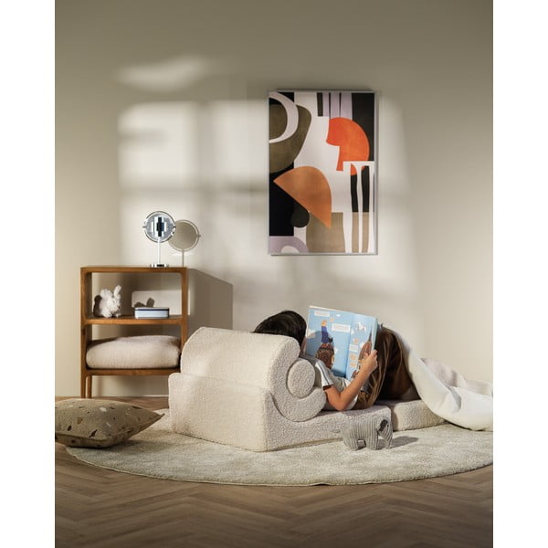 Krēmkrāsas bērnu atpūtas krēsls no buklē auduma Flipster – Wigiwama-image-4