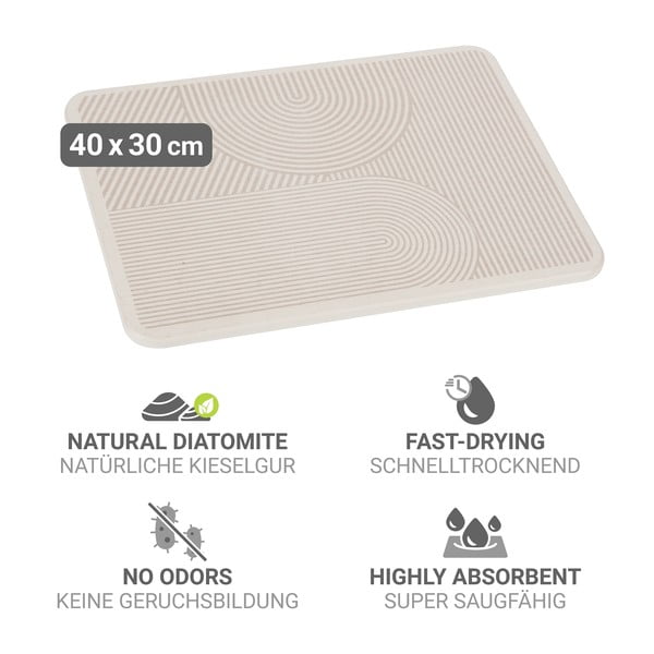 Bēšs diatomīta trauku žāvēšanas paliktnis 40x30 cm Damon – Wenko-image-4