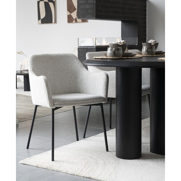 Balts polsterēts ēdamistabas krēsls ar roku balstiem Melilla – House Nordic-image-1
