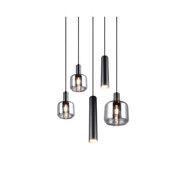 Melna piekaramā lampa ar metāla abažūru/ar stikla abažūru ø 40 cm Mataro – Trio-image-3