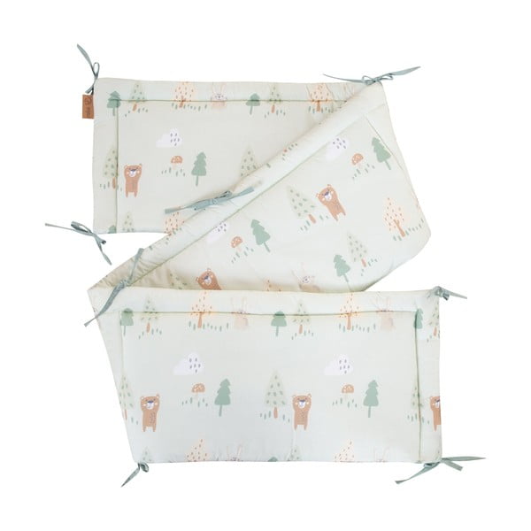 Gaiši zaļa kokvilnas bērnu gultiņas apmalīte 170 cm Woodland Buddies – Roba
