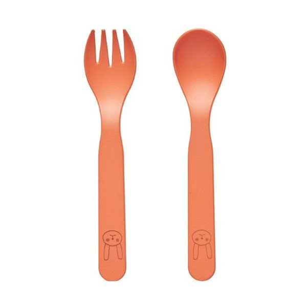 Oranži plastmasas bērnu galda piederumi (2 gab.) Pullo – OYOY Mini
