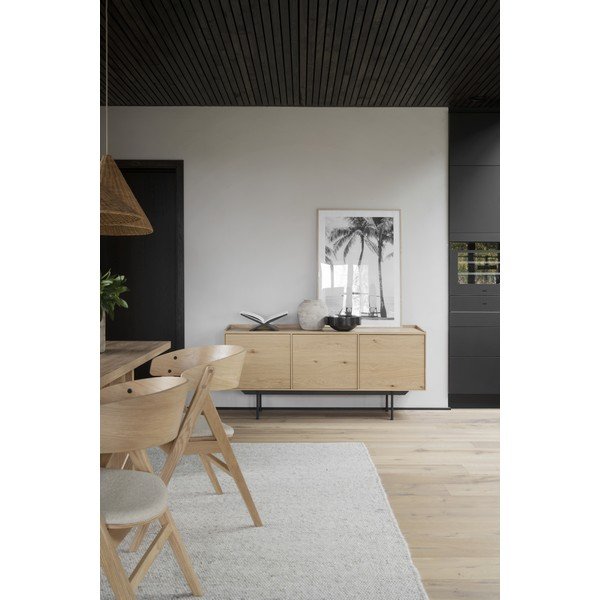 Zema kumode ar ozolkoka imitāciju dabīgā tonī 160x74 cm Brewerton – Rowico-image-1