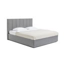Pelēka polsterēta divvietīga gulta ar veļas kasti un redelēm 180x200 cm Thessa Bold Line – Bonami Selection