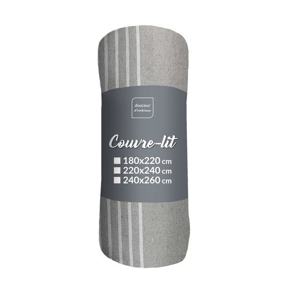 Pelēks gultas pārklājs 240x260 cm Adele – douceur d'intérieur