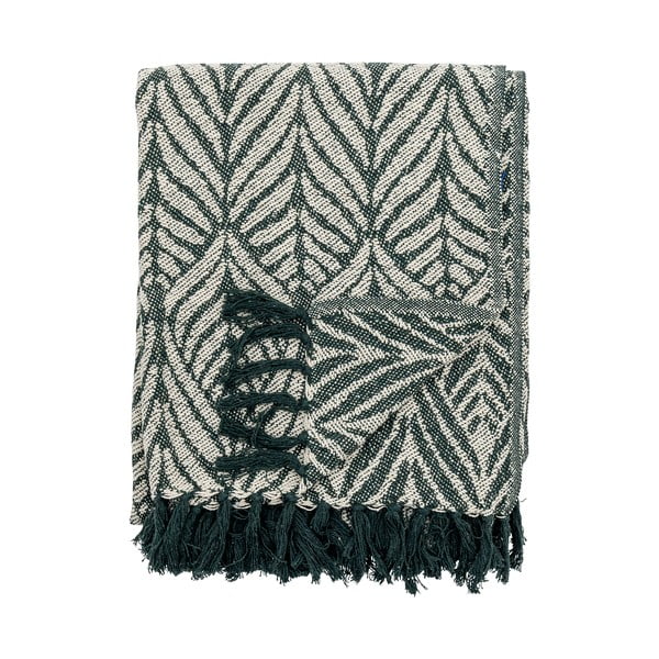 Zaļš/bēšs pleds no pārstrādātas kokvilnas 130x160 cm Ugento – Bloomingville-image-4