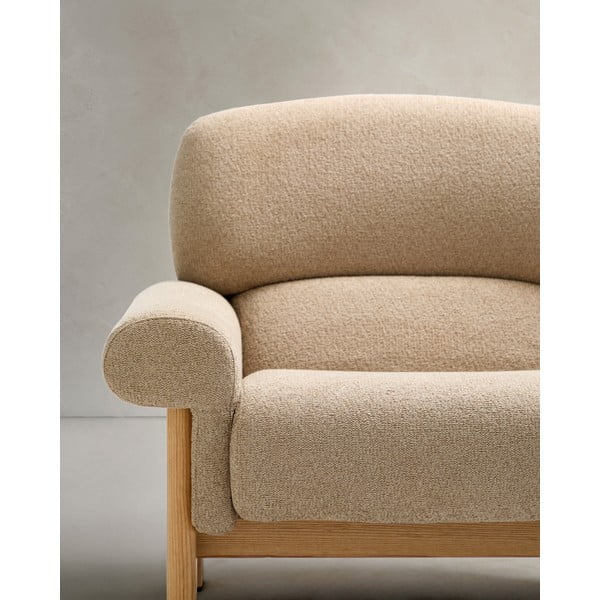 Bēšs atpūtas krēsls no šenila auduma Nema – Kave Home-image-4